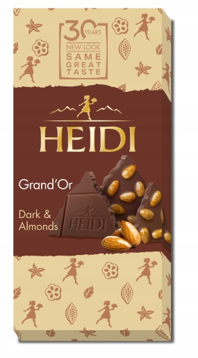 HEIDI juodasis šokoladas su migdolais,100g