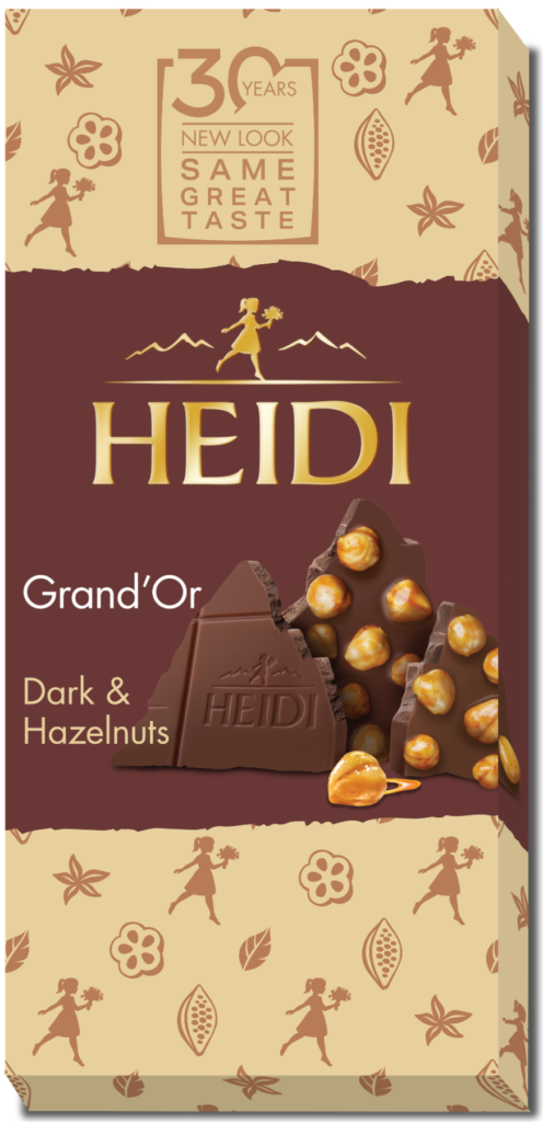 HEIDI Grand'Or juodas šokoladas su žemės riešutais, 100g