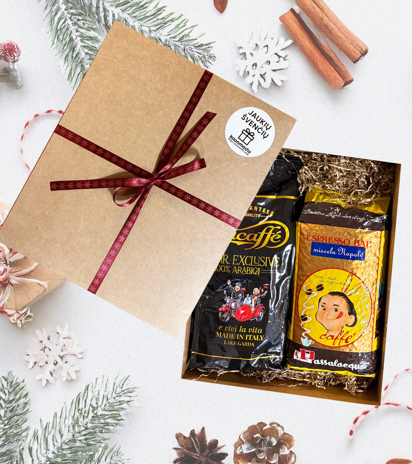 Kalėdinis dovanų rinkinys „Prabangus kavos duetas“, 2kg
