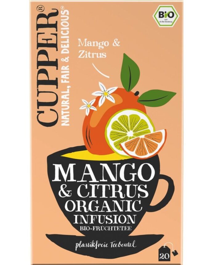 *CUPPER ekologiška baltoji arbata su mango ir citrina, 20vnt